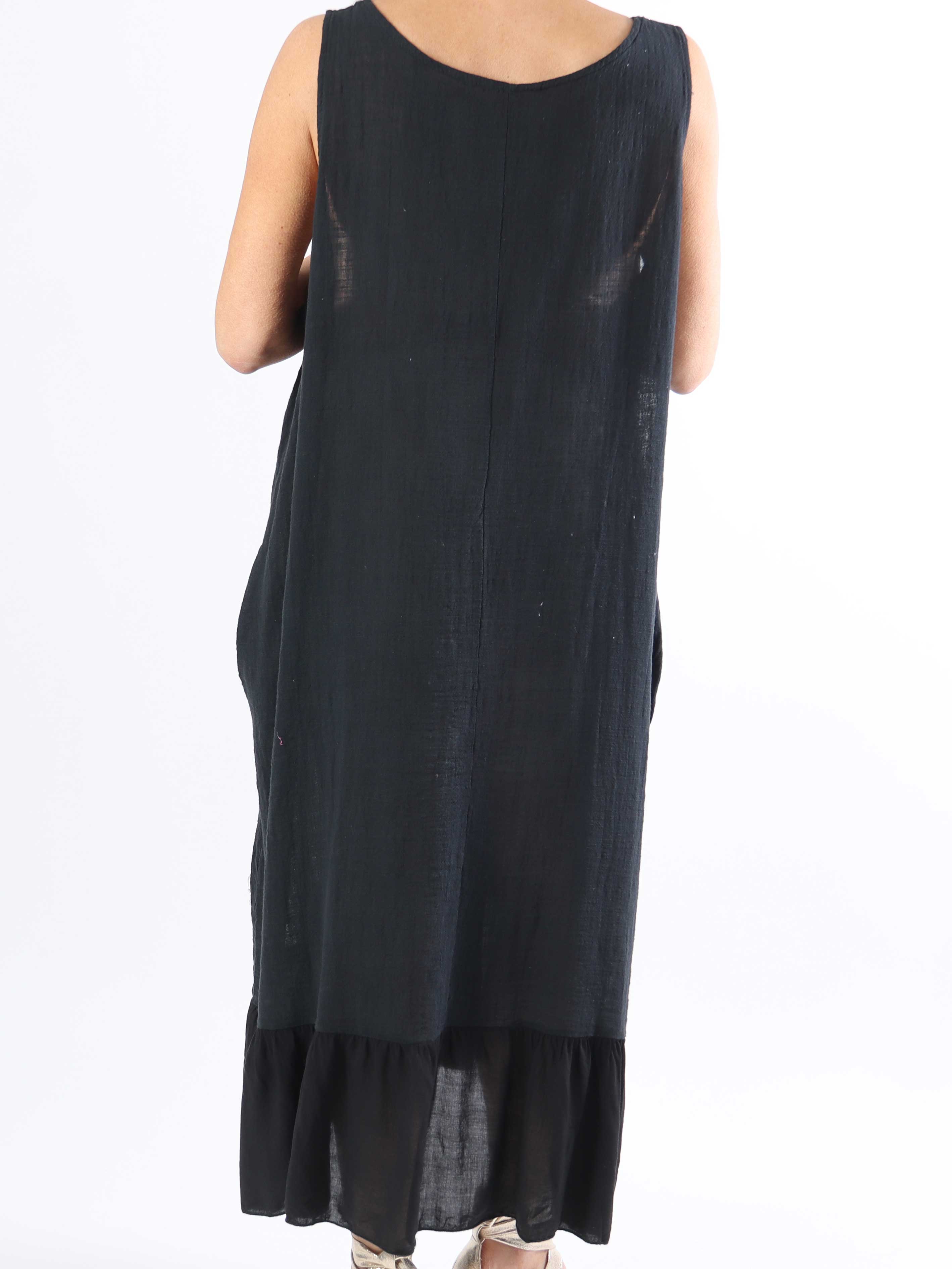 Mille - Plus size sommarklänning i linne med volang